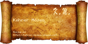 Kehrer Mózes névjegykártya